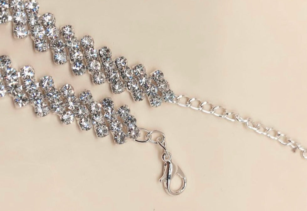 Shiny Silver Crystal Waist Chain - Festigal