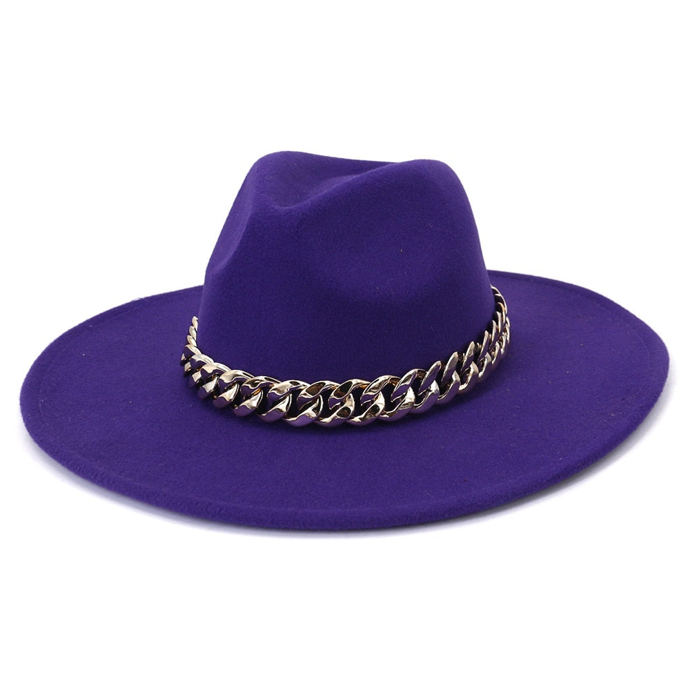 Classic Fedora Hat with gold chain - Festigal