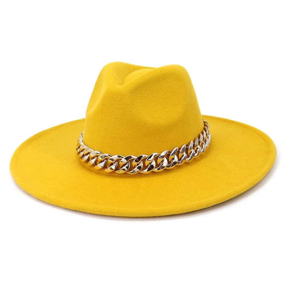 Classic Fedora Hat with gold chain - Festigal