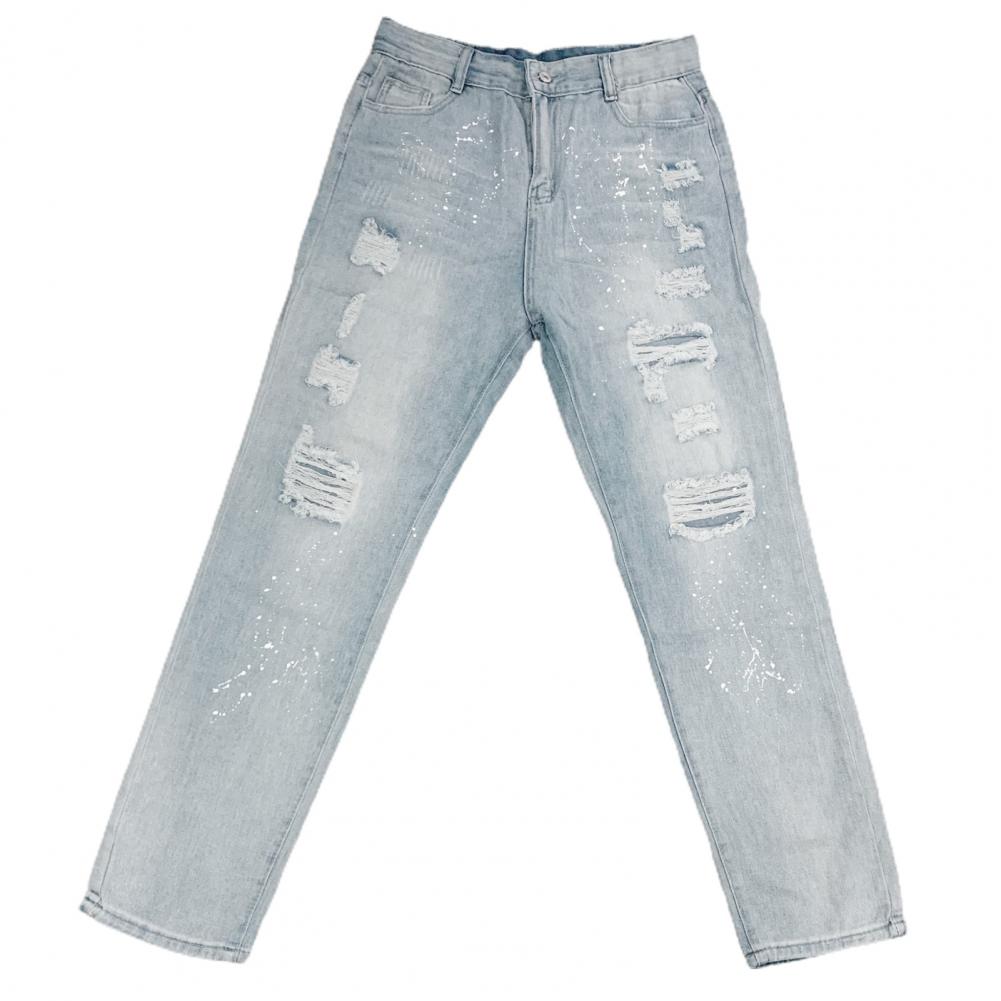 Mid Waist Ripped Splashed Jeans - Festigal