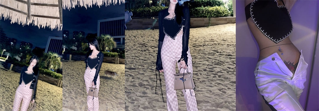 Heart Shaped Rhinestone Crop Top - Festigal