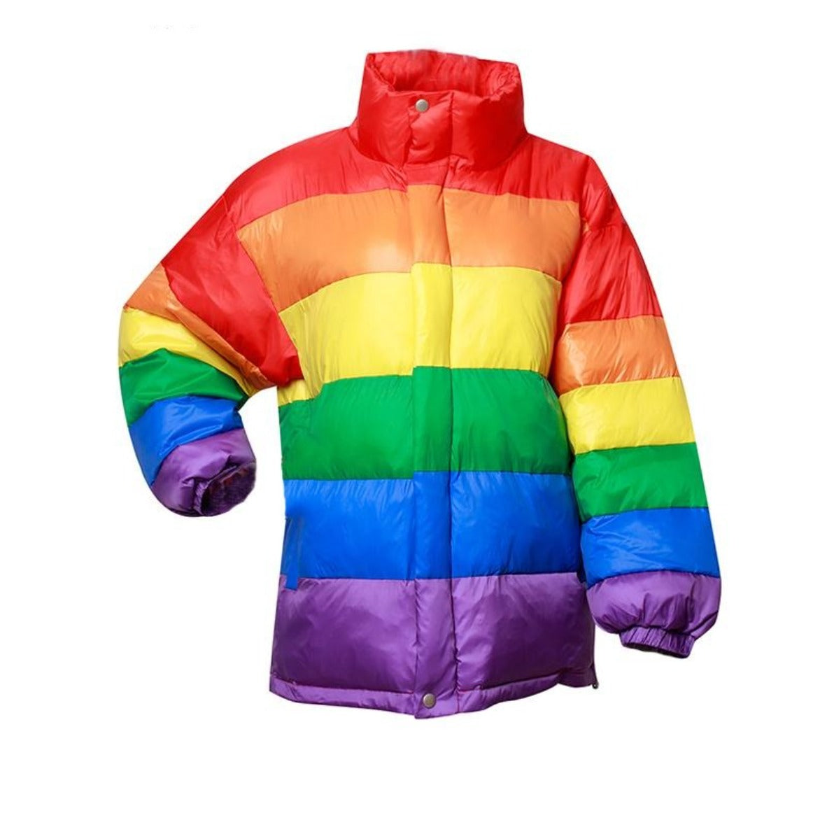Rainbow Striped Puffer Jacket