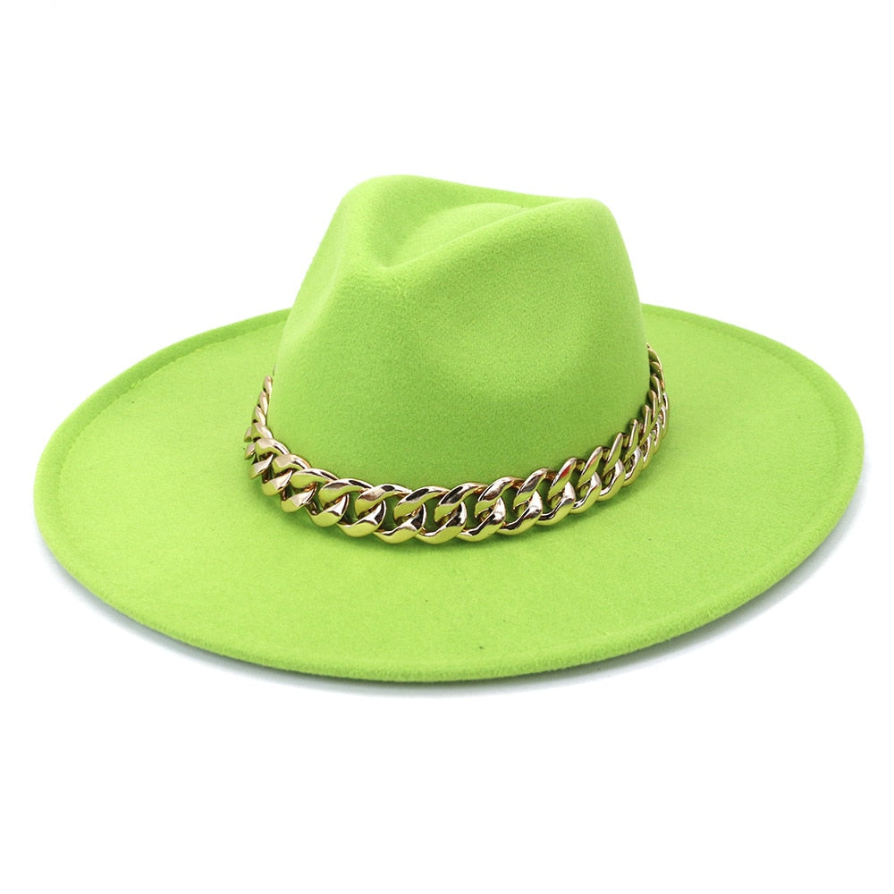 Classic Fedora Hat with gold chain - Festigal
