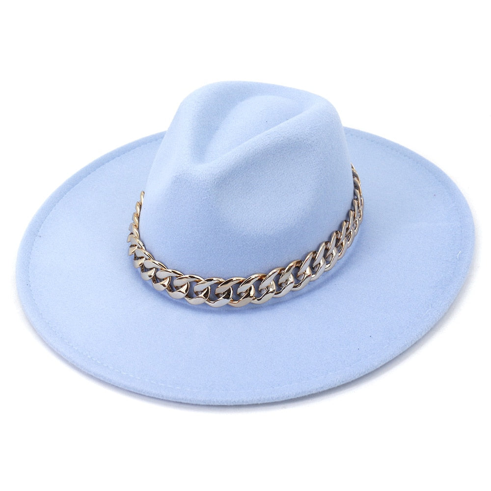 Classic Fedora Hat with gold chain - Festigal