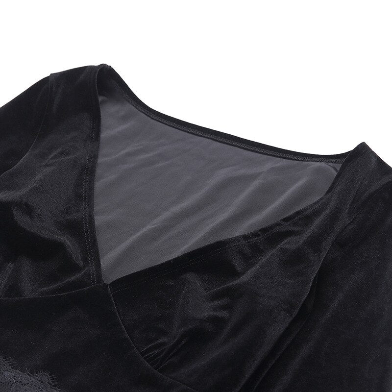 Velvet Lace Insert Crop Top - Festigal