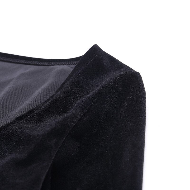 Velvet Lace Insert Crop Top - Festigal