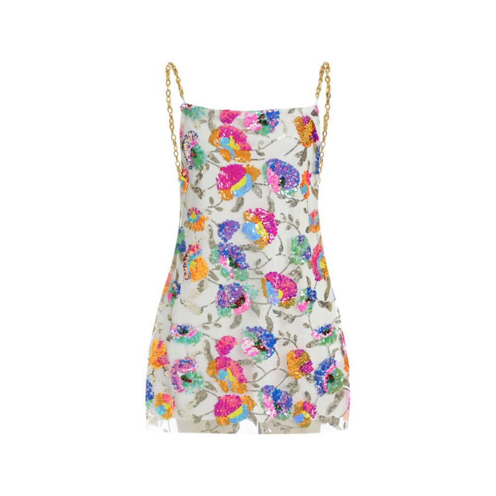 Backless Embellished Chain Strap Dress - Festigal