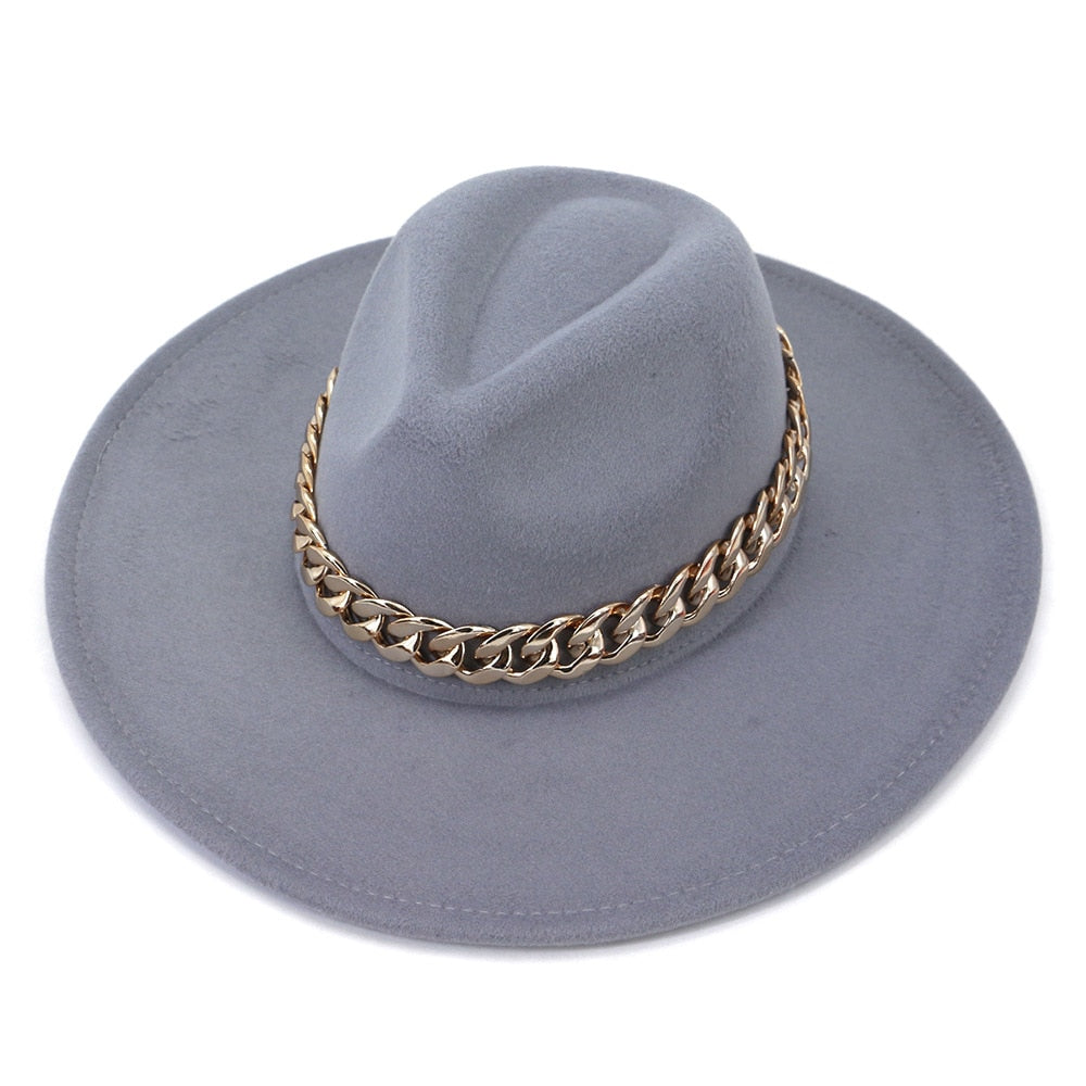 Classic Fedora Hat with gold chain - Festigal