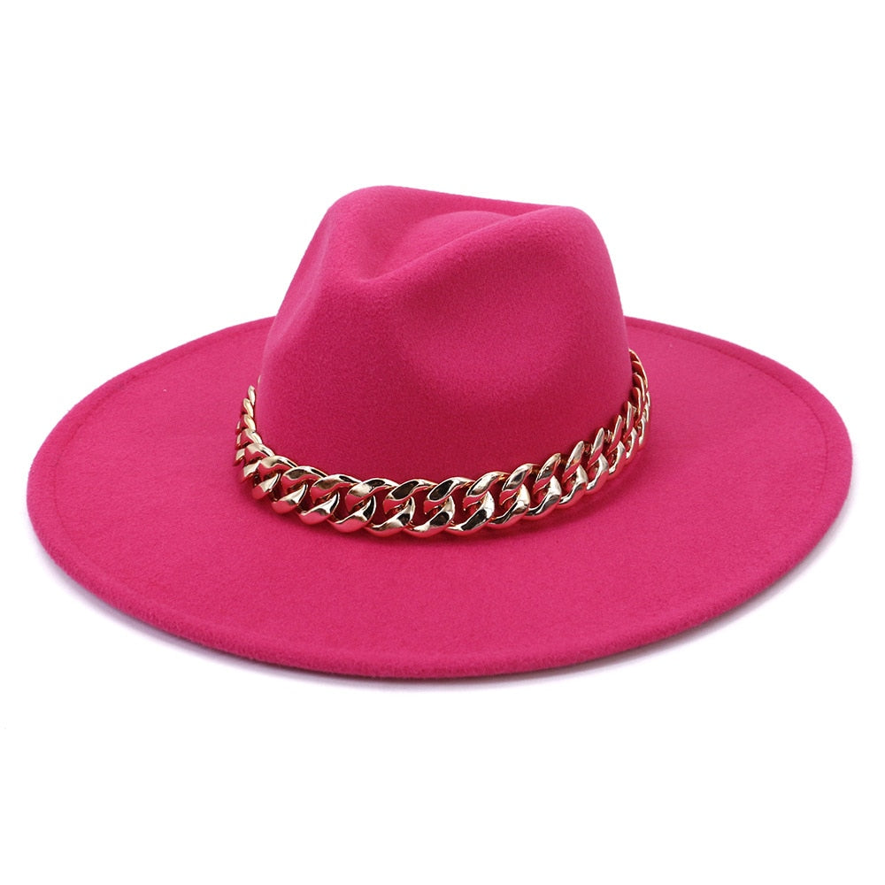 Classic Fedora Hat with gold chain - Festigal