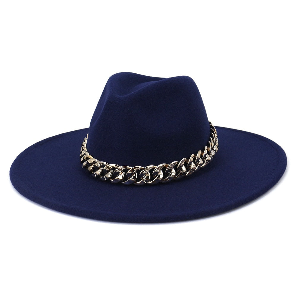 Classic Fedora Hat with gold chain - Festigal