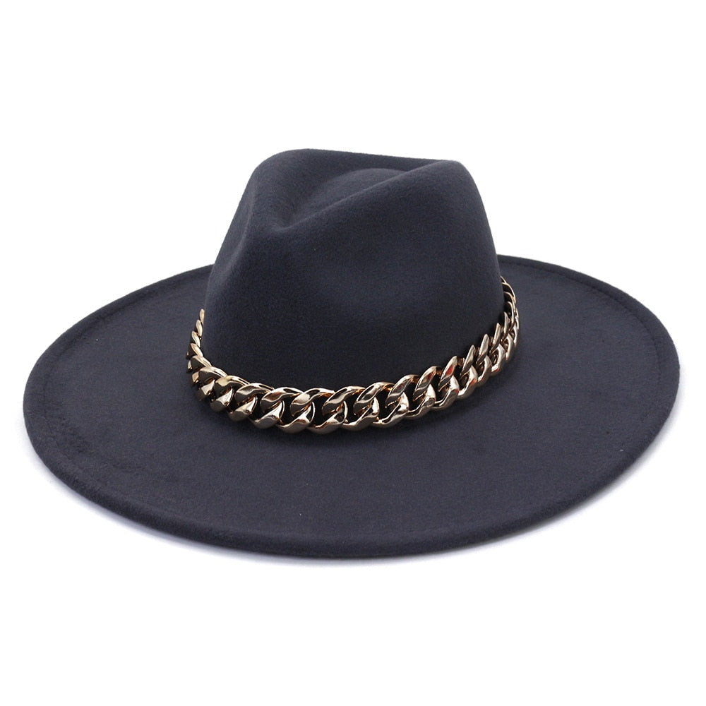 Classic Fedora Hat with gold chain - Festigal