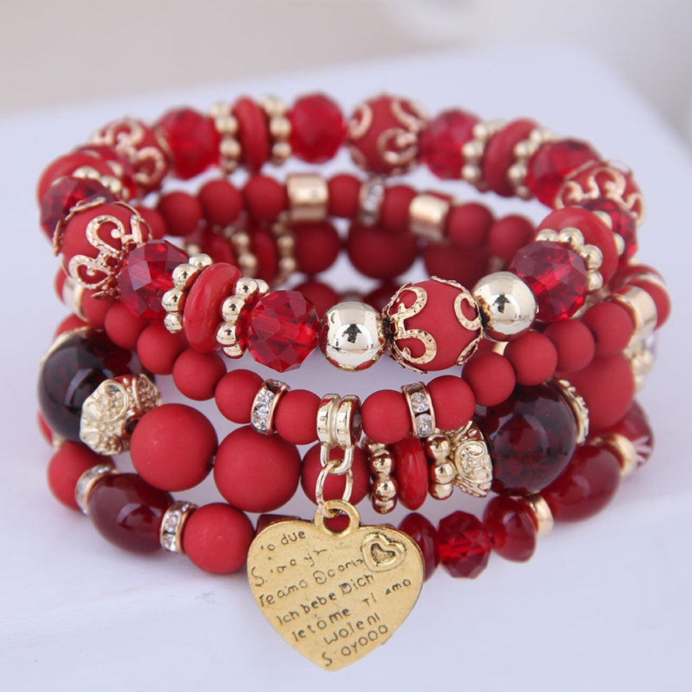 4 Heart Charm Beads Bracelets - Festigal