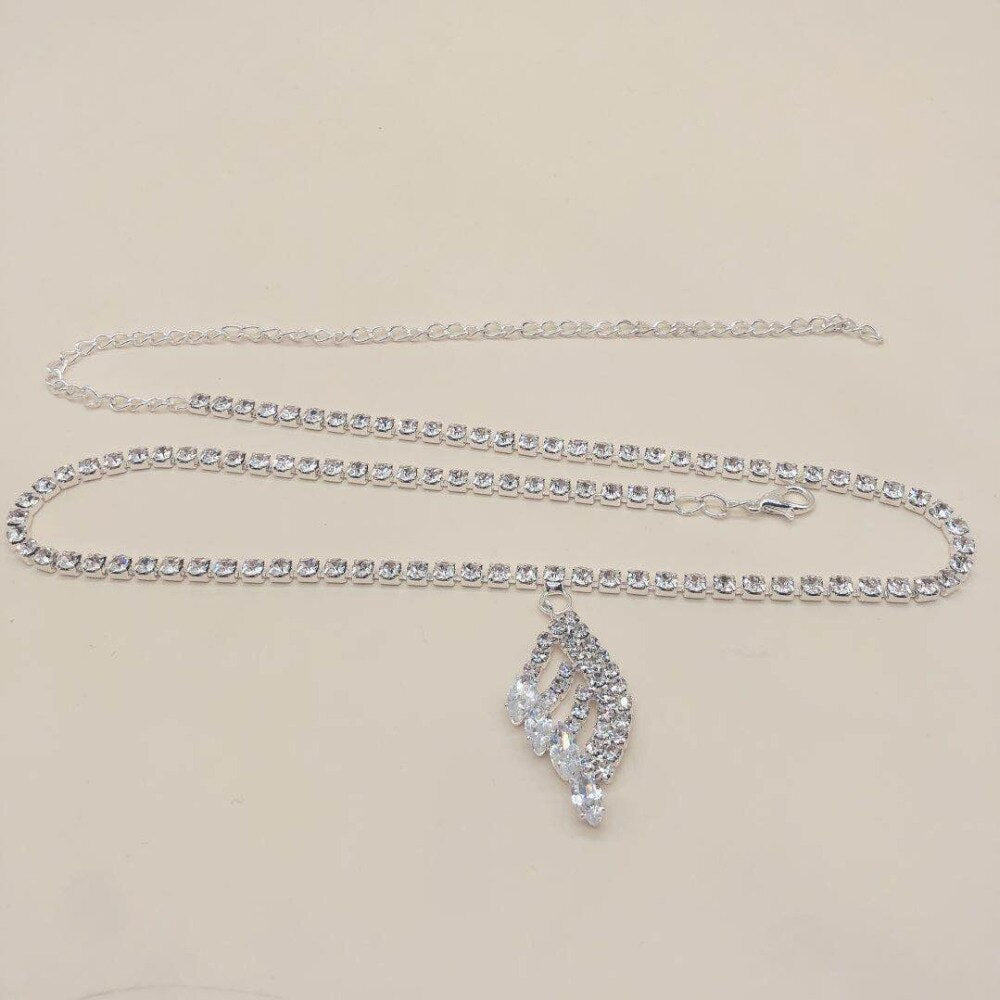 Shiny Silver Crystal Waist Chain - Festigal