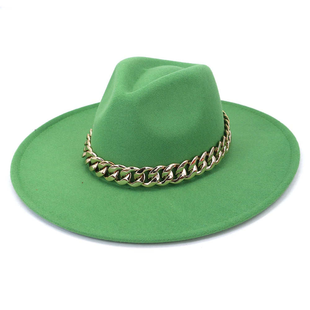 Classic Fedora Hat with gold chain - Festigal