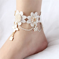 Boho White Lace Anklet