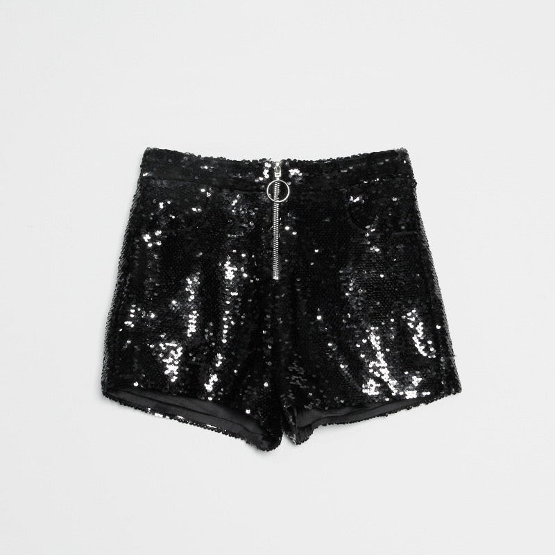 Sequin Zipped Shorts