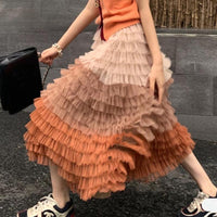 Ombre Colours Ruffle Maxi Skirt