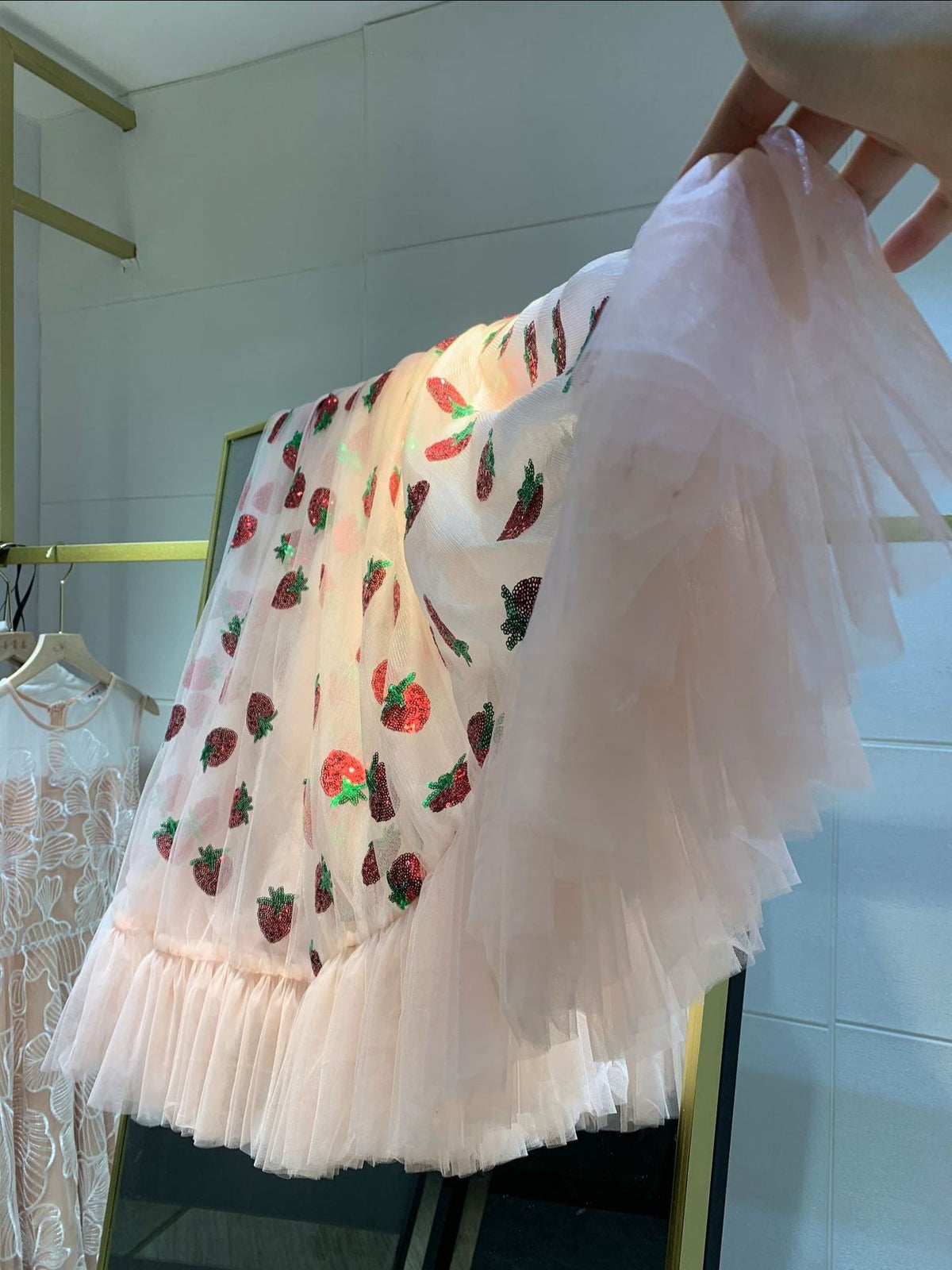 Strawberry Mesh Summer Dress