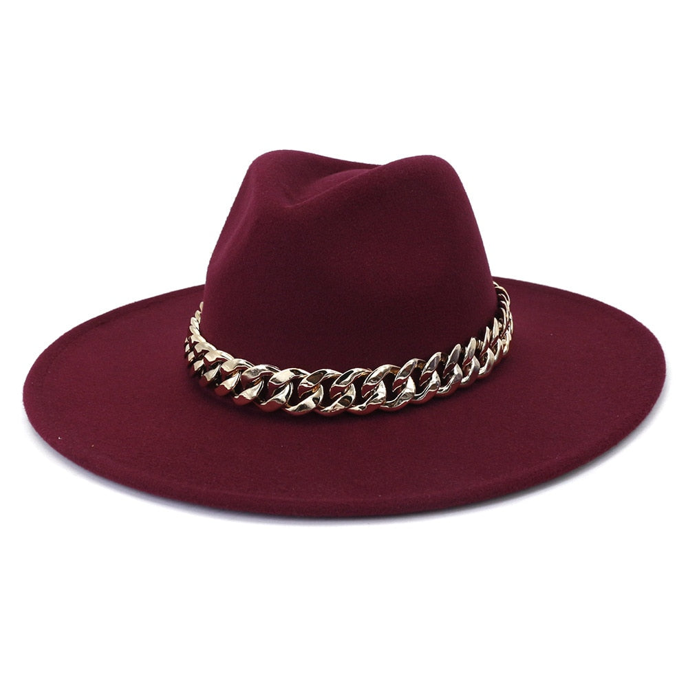 Classic Fedora Hat with gold chain - Festigal