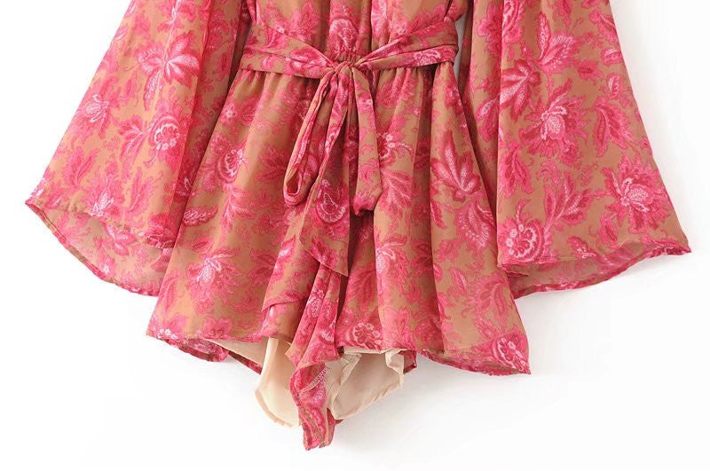 Floral Boho Shorts Playsuit - Festigal