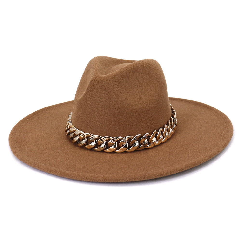 Classic Fedora Hat with gold chain - Festigal