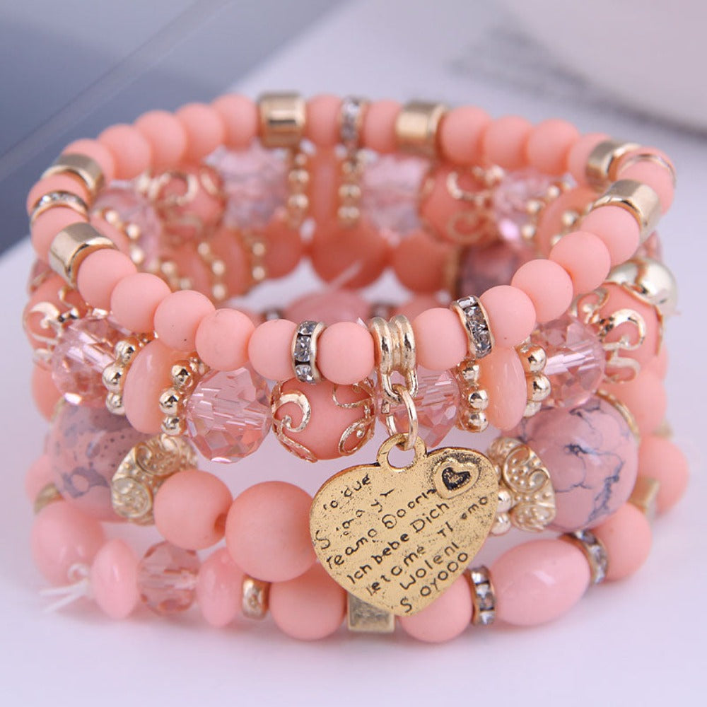 4 Heart Charm Beads Bracelets - Festigal