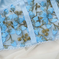 Blue Flower Mesh Lace Corset