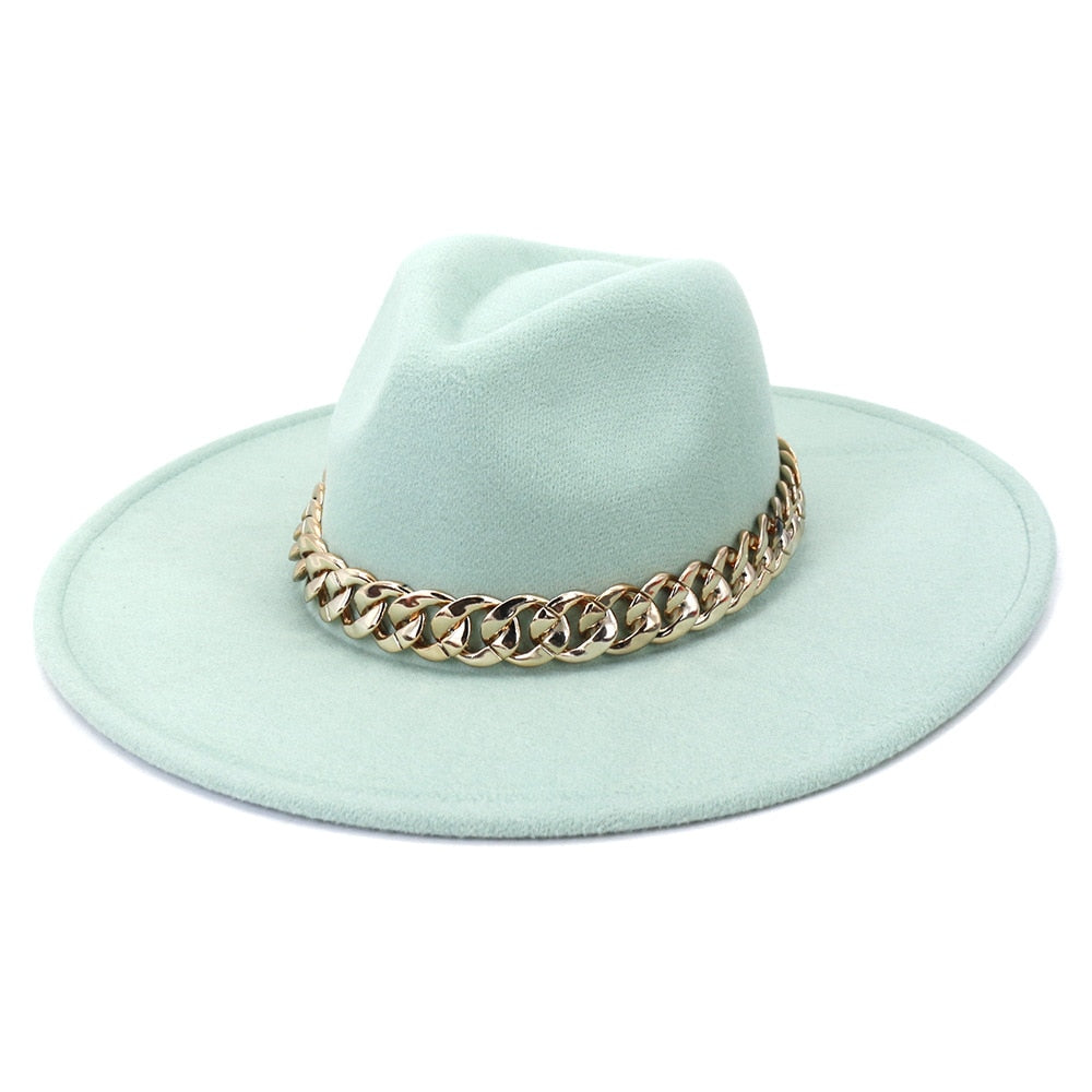 Classic Fedora Hat with gold chain - Festigal