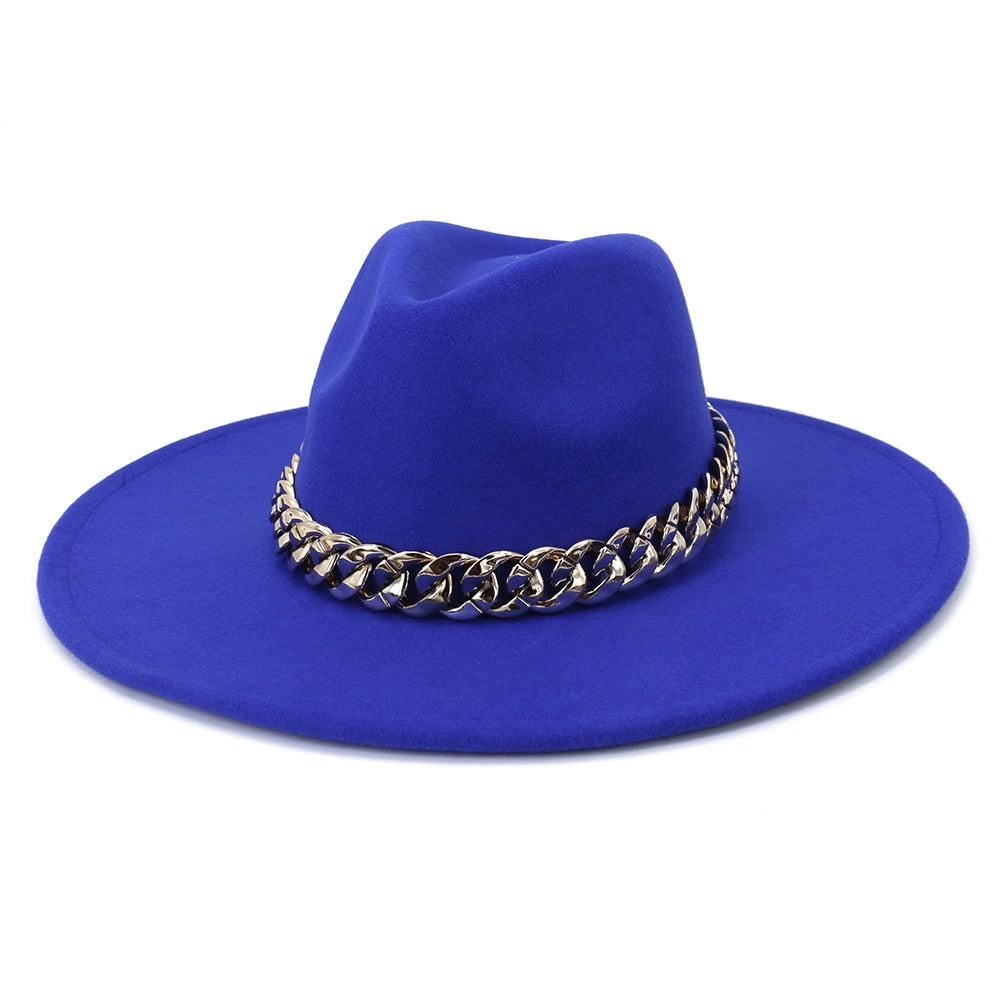 Classic Fedora Hat with gold chain - Festigal