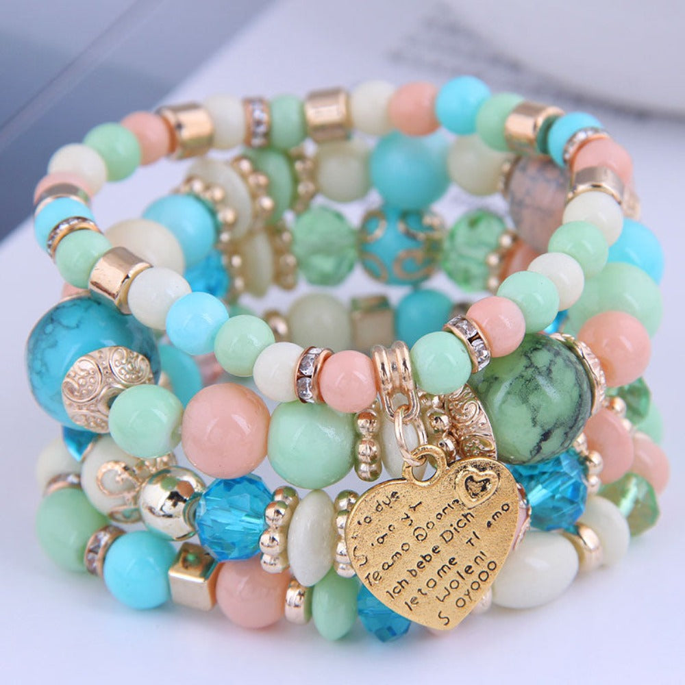 4 Heart Charm Beads Bracelets - Festigal