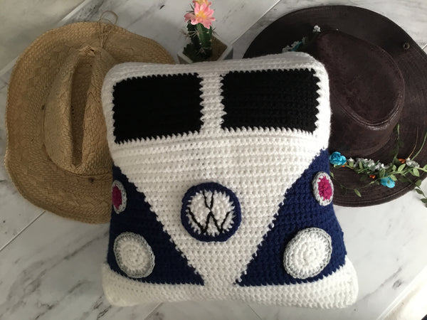 Handmade Crochet Campervan Cushion - Festigal