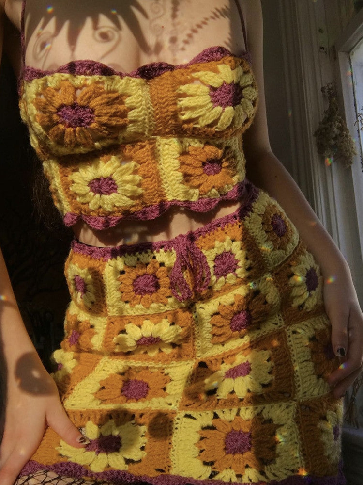 Sunflower Crochet Two Piece Set - Festigal