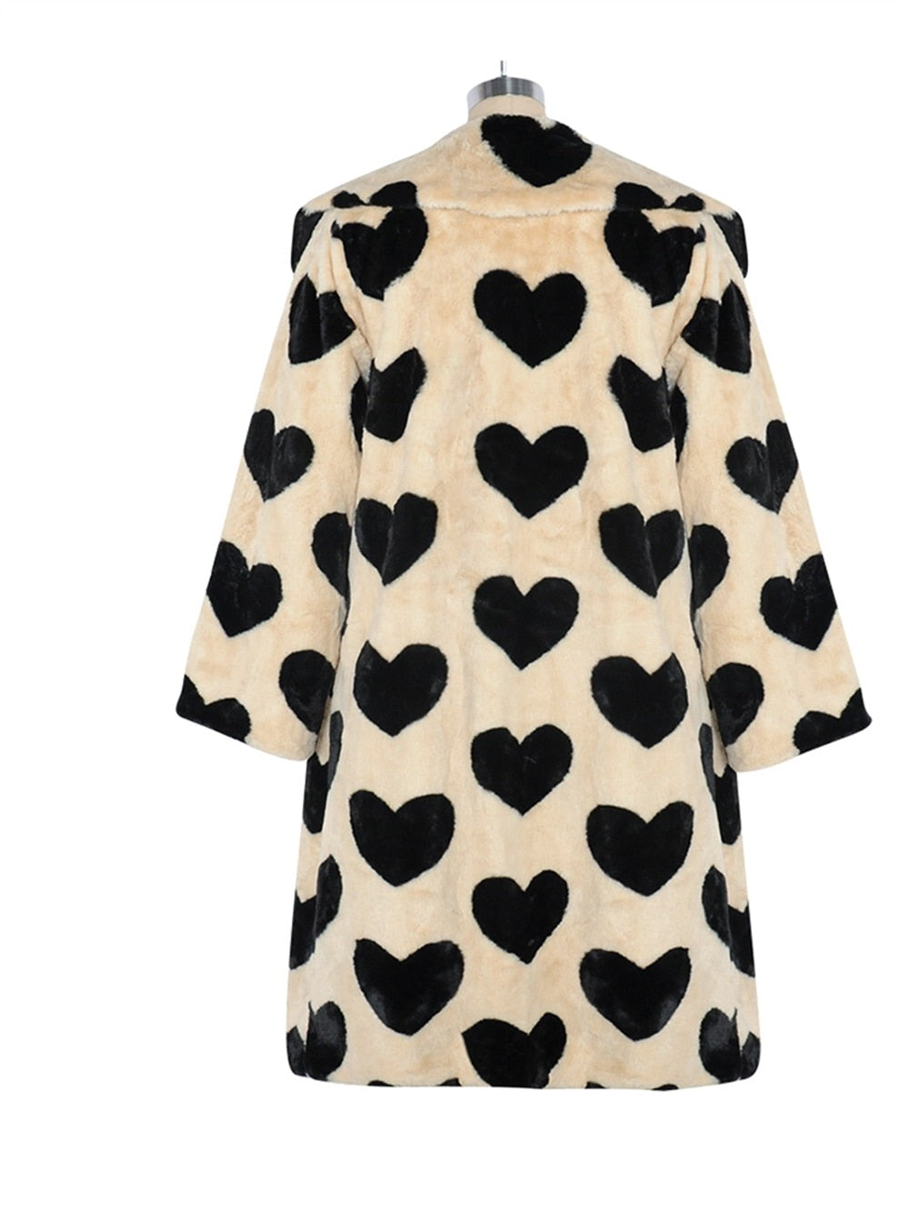 Faux Fur Heart Long Winter Coat - Festigal