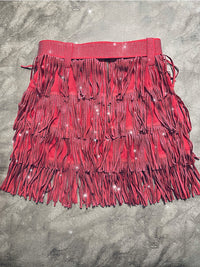 Western Rhinestone Tassel Skirt & Top Set
