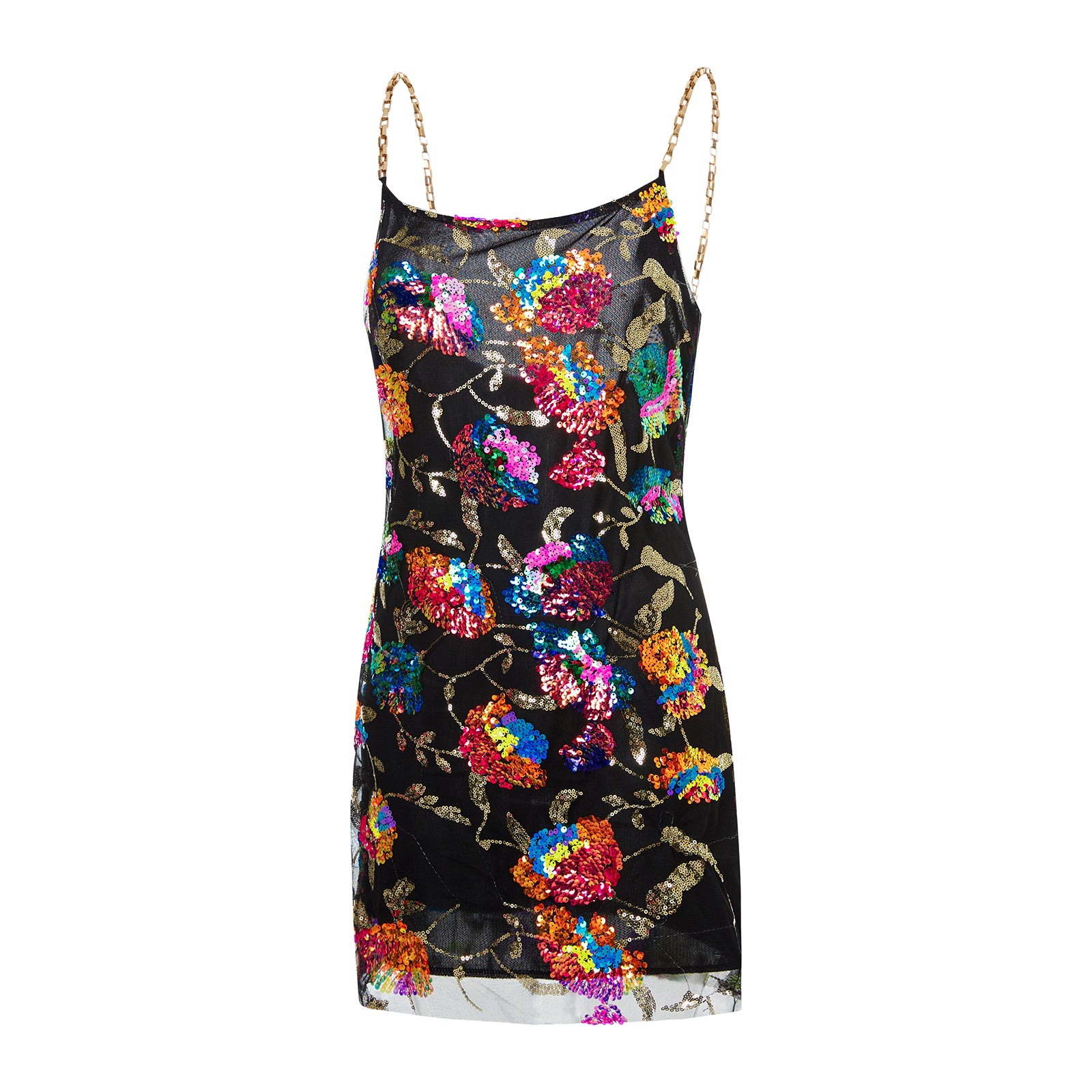 Backless Embellished Chain Strap Dress - Festigal