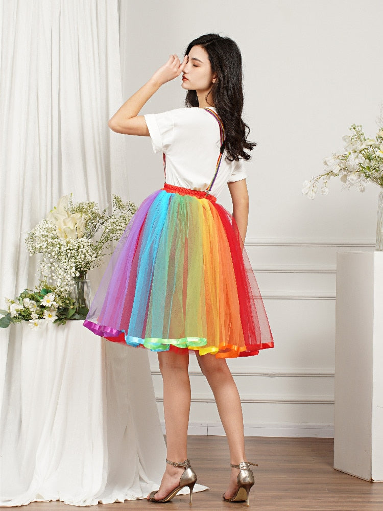 Rainbow Tulle Skater Skirt - Festigal