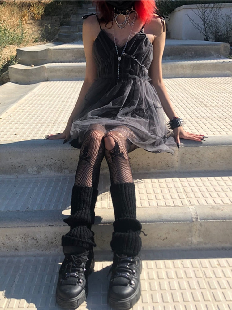 Grunge Mesh Skater Dress - Festigal
