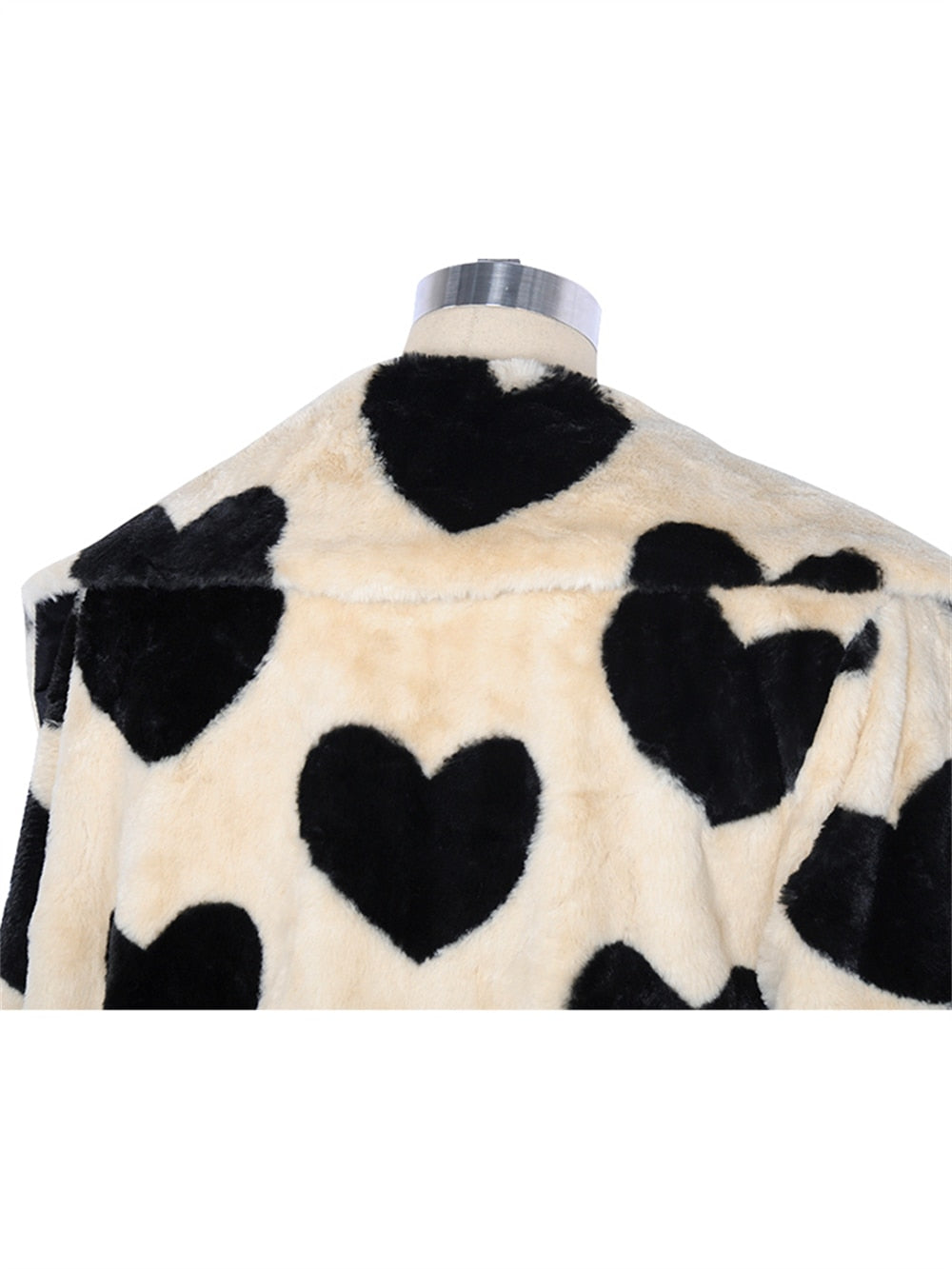 Faux Fur Heart Long Winter Coat - Festigal