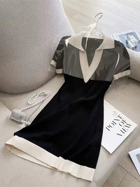 Monochrome Contrast Polyester Dress