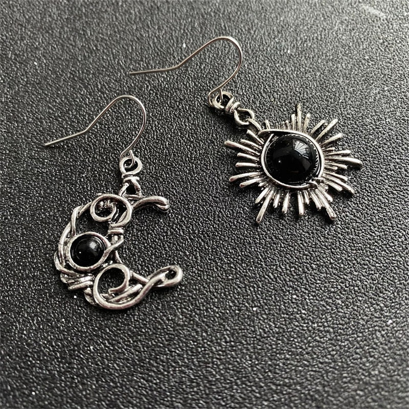 Sun and Moon Drop Earrings