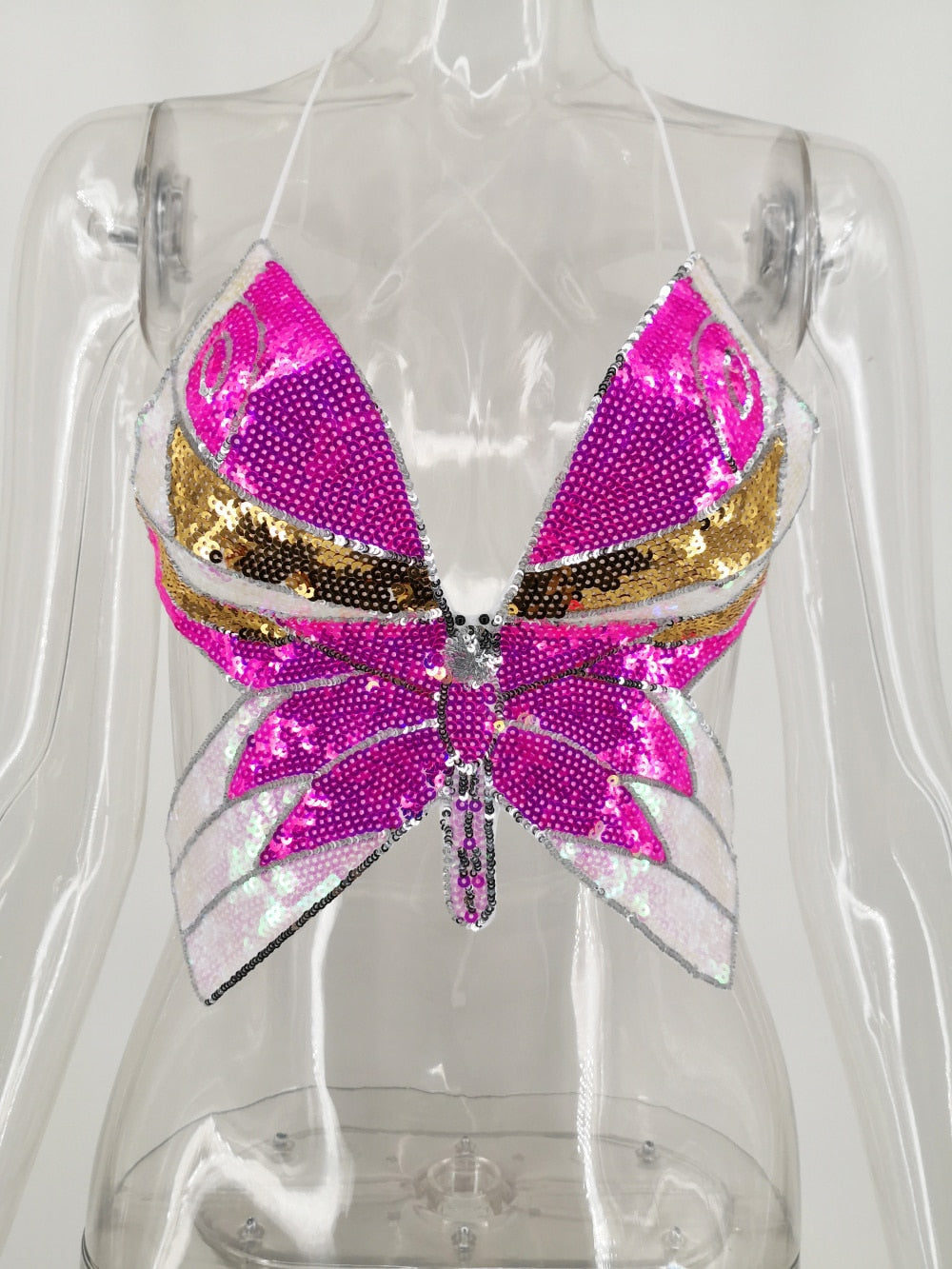 Sequin Butterfly Crop Top - Festigal