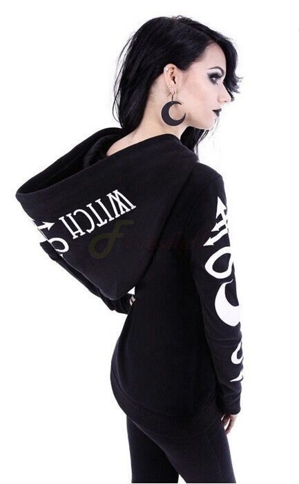 Gothic Zip Up Print Hoodie - Festigal