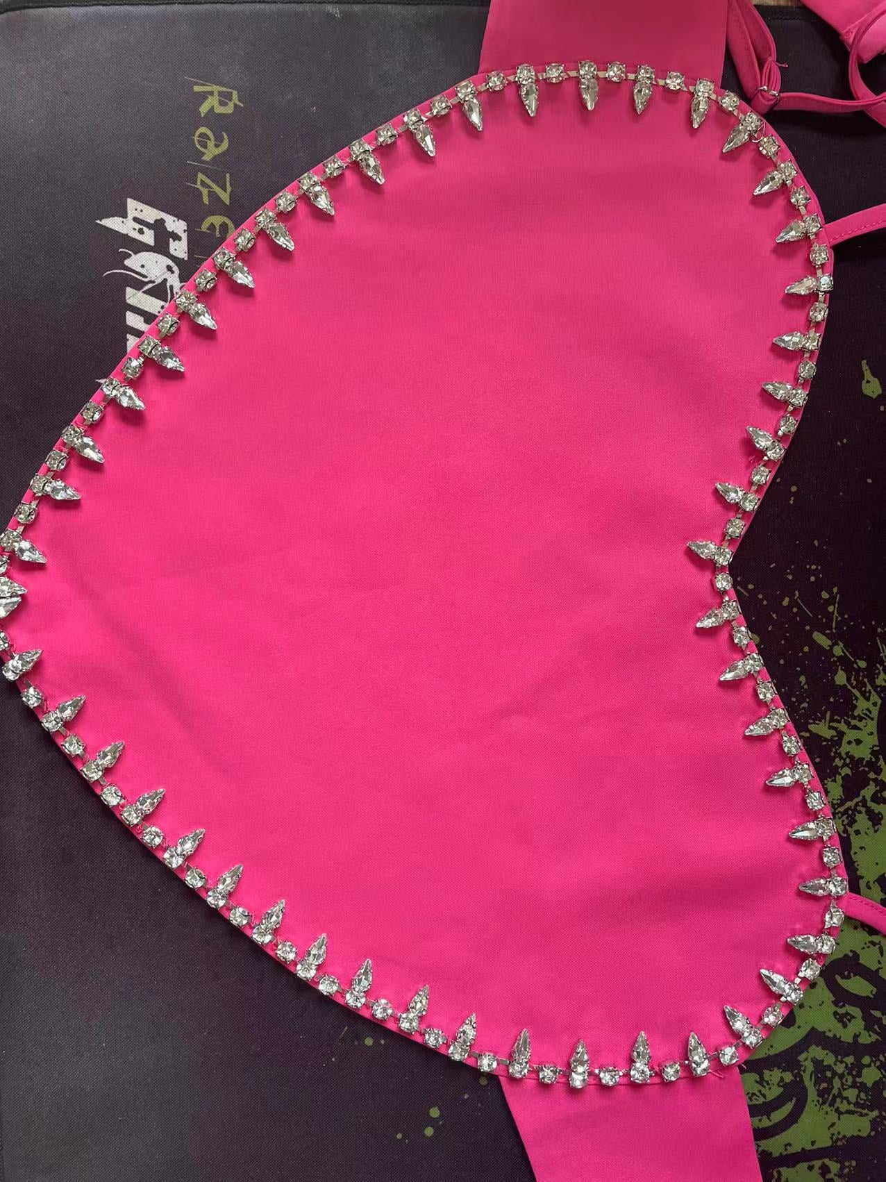 Heart Shaped Rhinestone Crop Top - Festigal