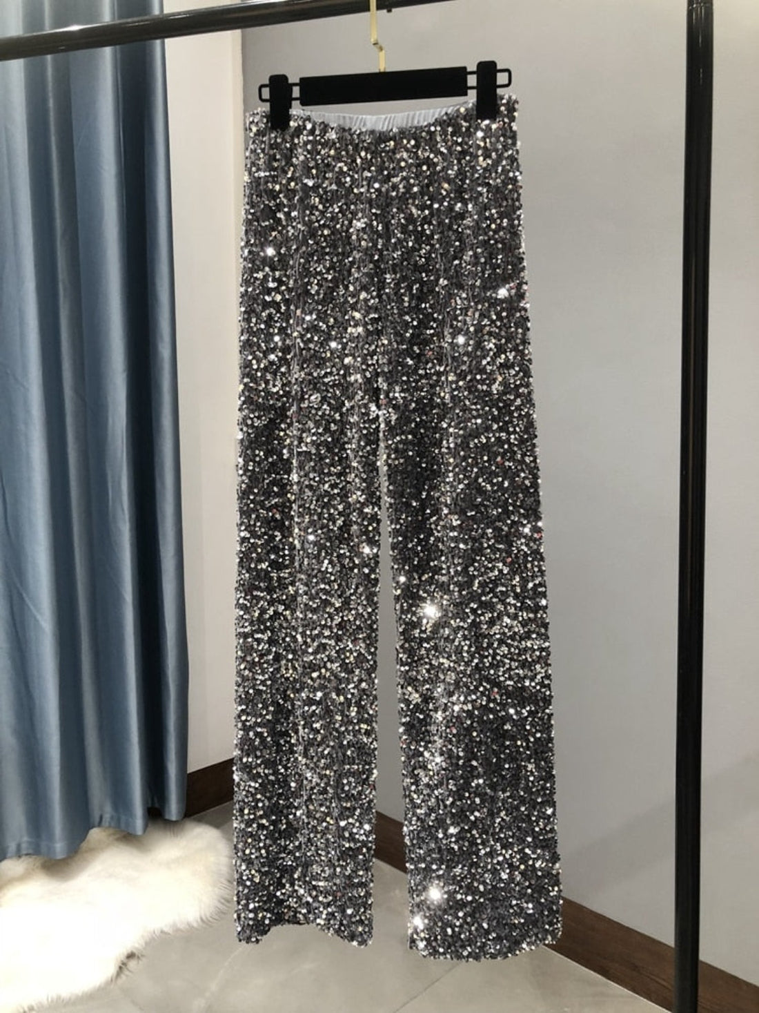 Wide Leg Sequin Pants - Festigal