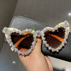 Rhinestone Heart Shaped Sunglasses - Festigal