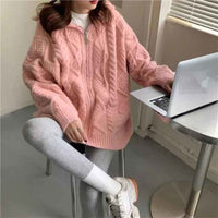 Pink Cable Knit Comfy Hoodie - Festigal