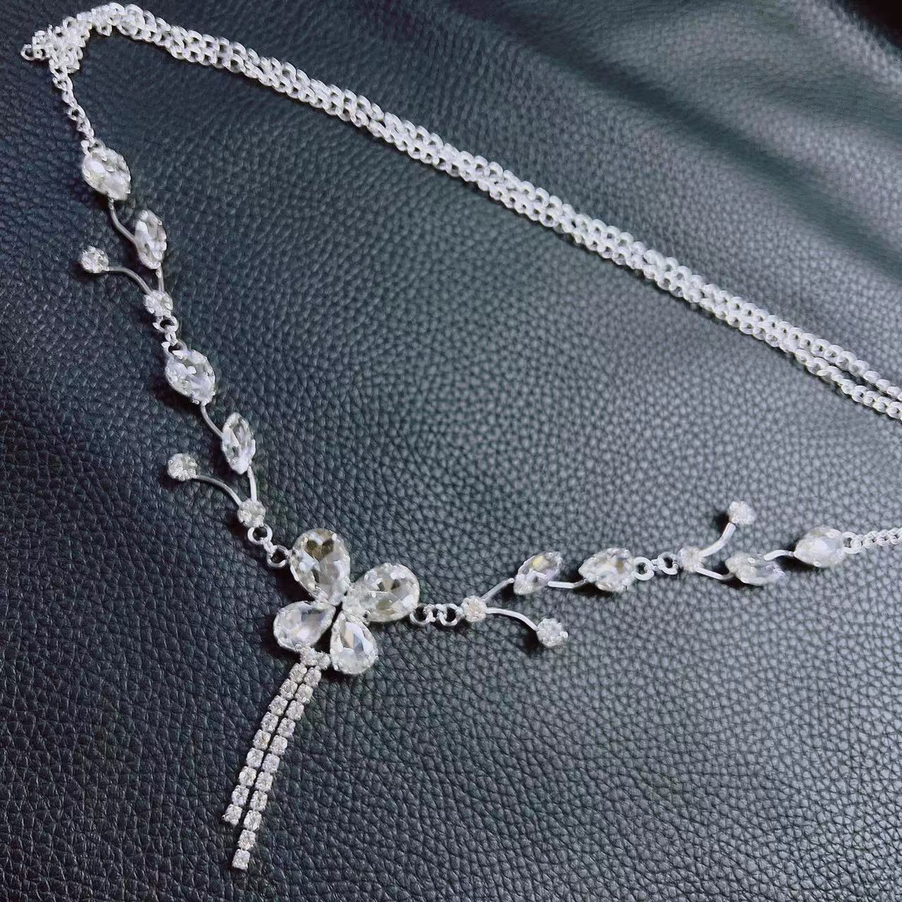 Shiny Silver Crystal Waist Chain - Festigal