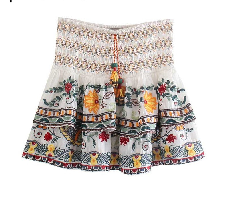 Boho Embroidered Floral Two Piece