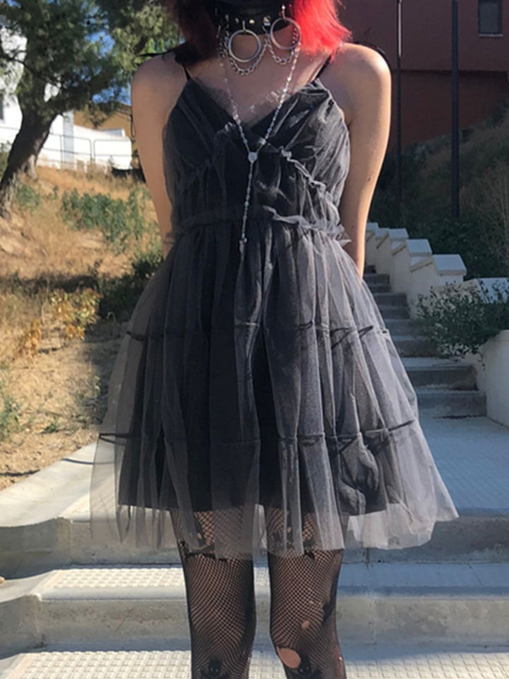 Grunge Mesh Skater Dress - Festigal