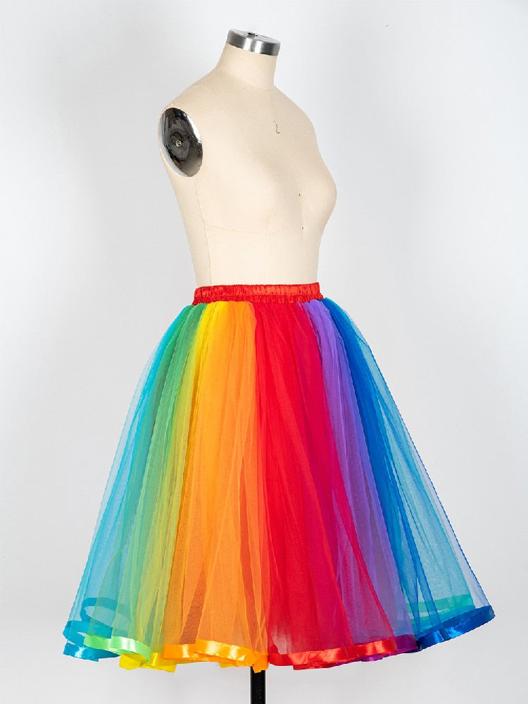 Rainbow Tulle Skater Skirt - Festigal